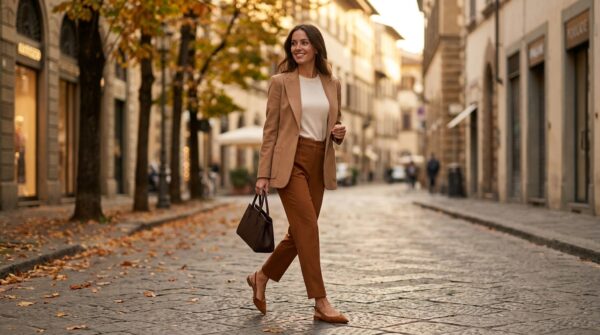 Scarpe Nina-O abbinate a un look autunnale elegante da ottobre